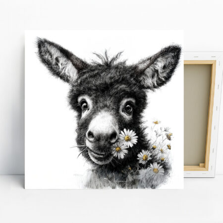 Donkey Daisy Art, Poster or Canvas, Whimsical F...