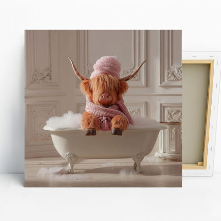 Highland Cow Art, Canvas or Poster, Whimsical F...