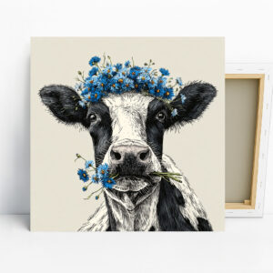 Highland Cow Flower Art