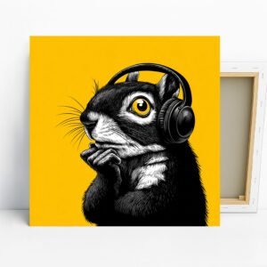Squirrel Listening to Music Art