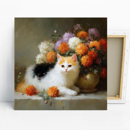 Cat Chrysanthemum Art