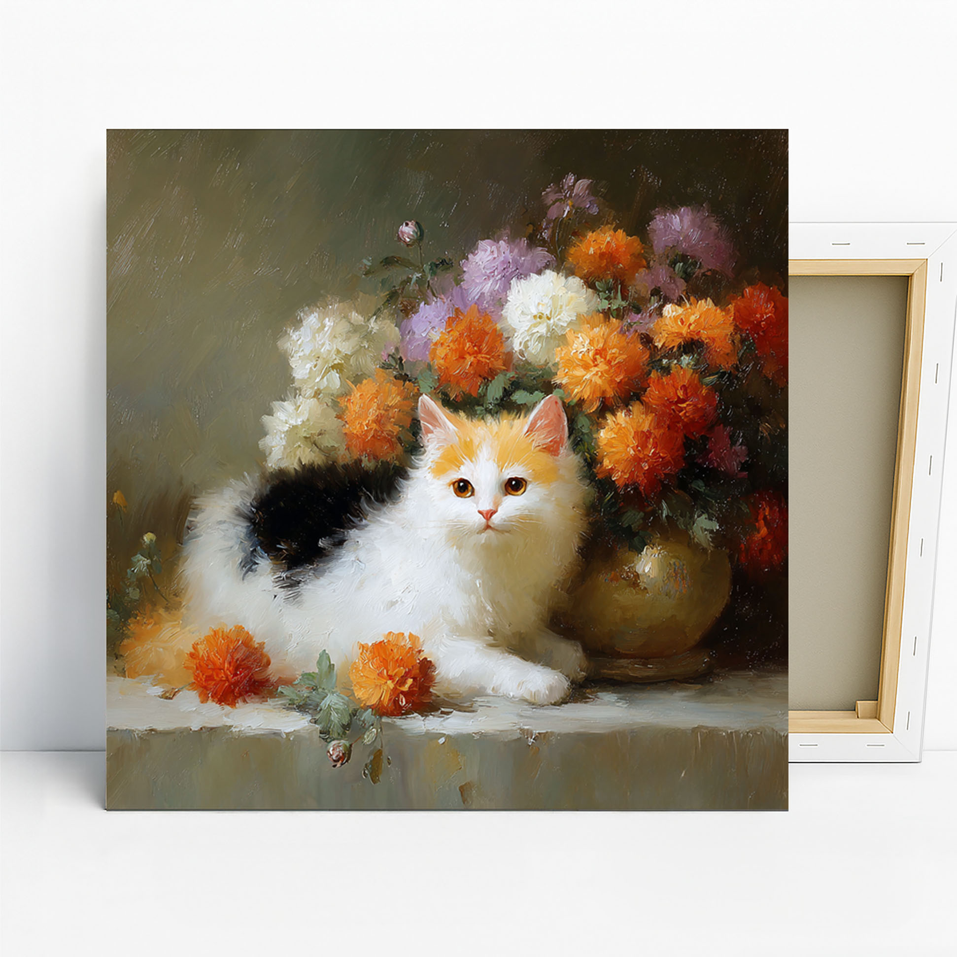 Cat Chrysanthemum Art