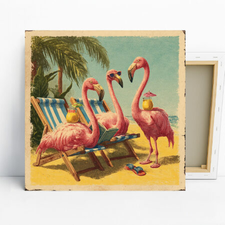 Flamingo Beach Vacation Art