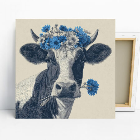 Highland Cow Cornflower Art