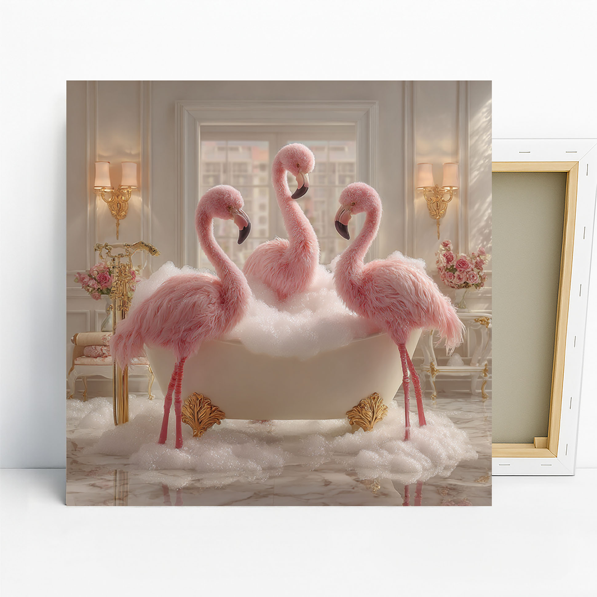 Flamingo Bubble Bath Art