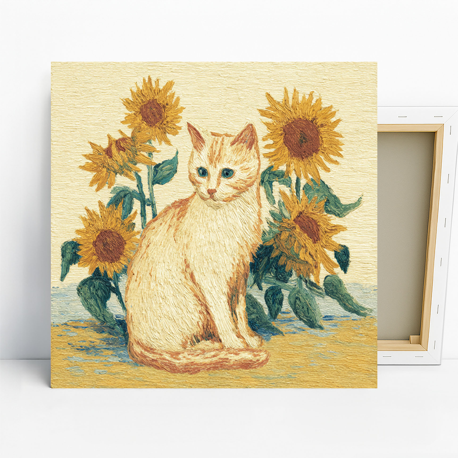 Cat Sunflower Garden Art