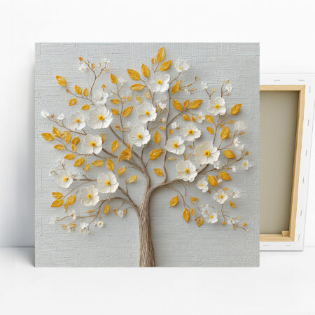 Golden Bloom Tree Art