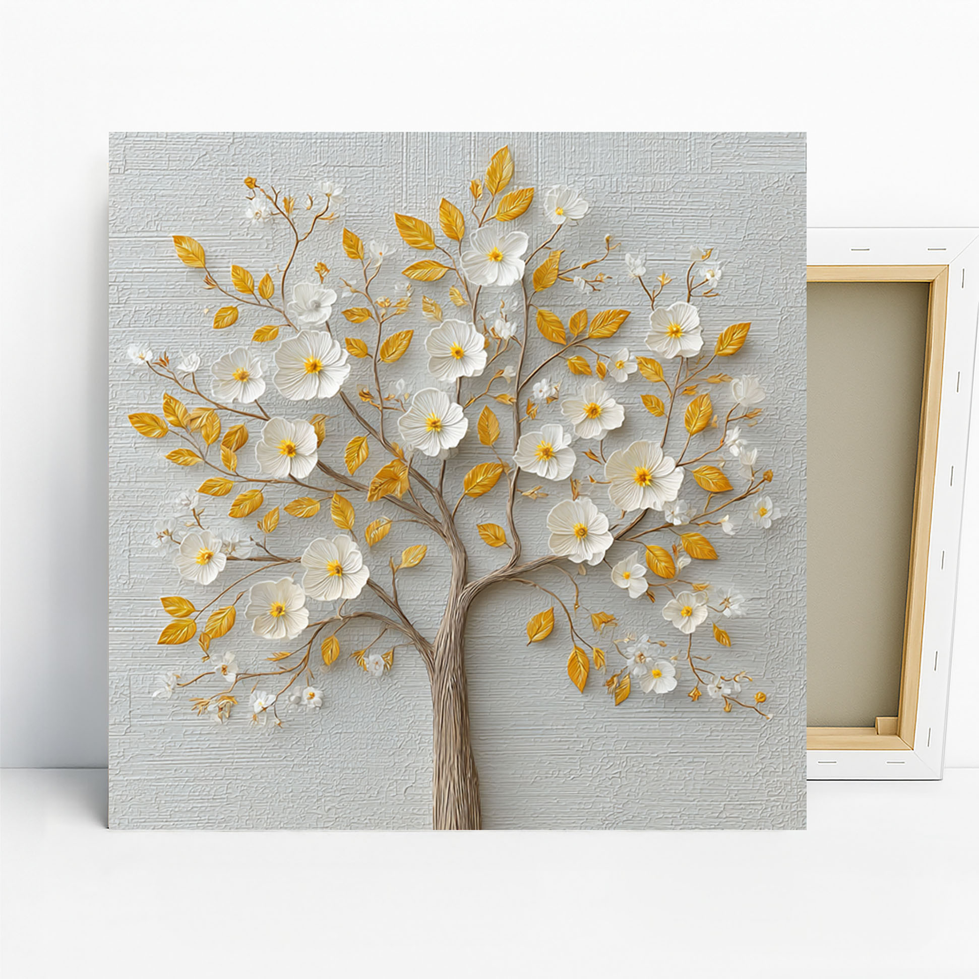 Golden Bloom Tree Art