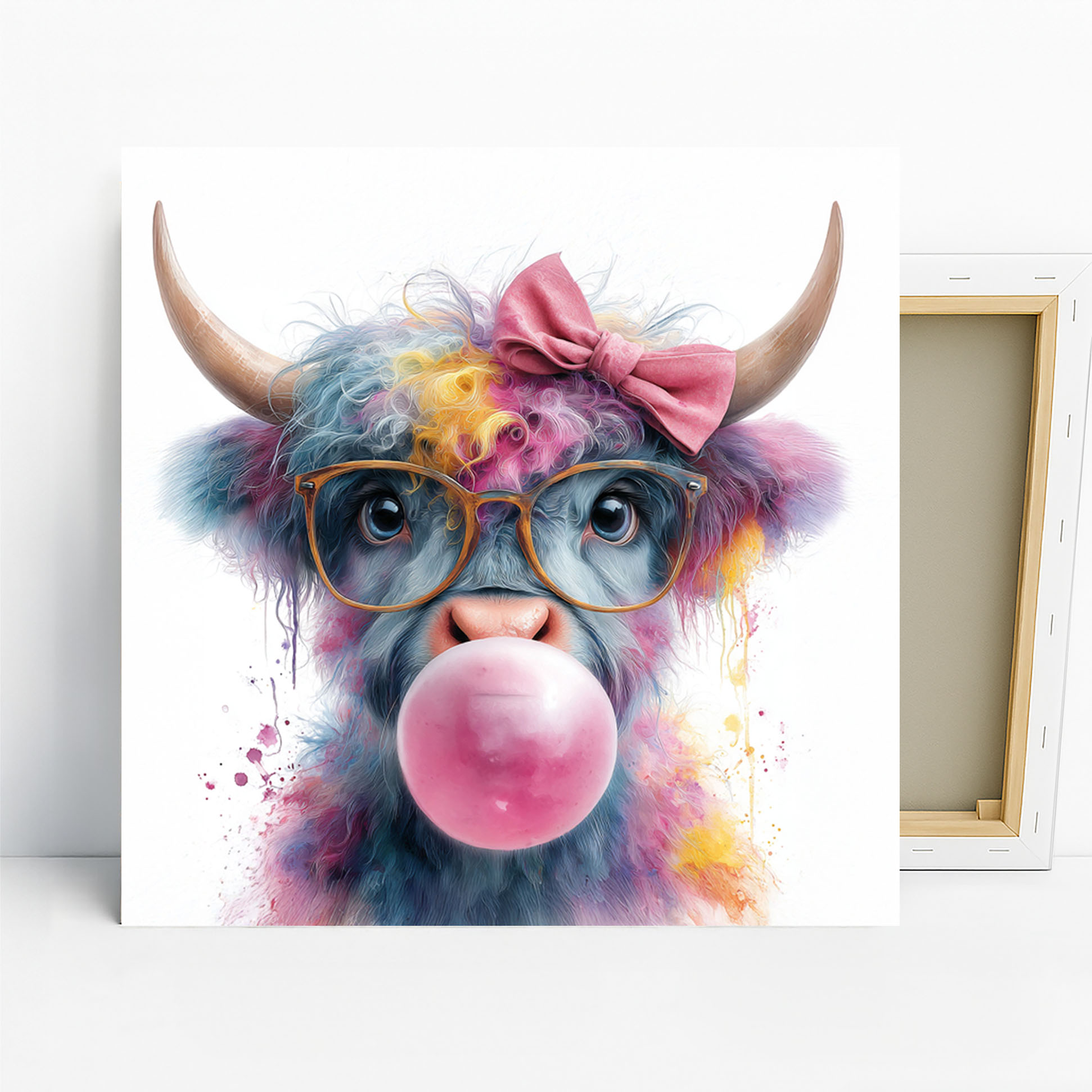 Highland Cow Bubblegum Art