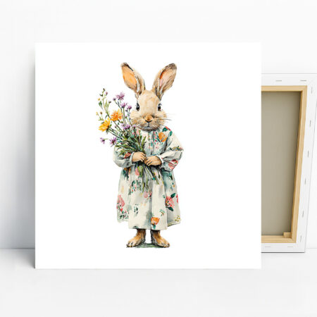 Bunny Holding Flowers Art