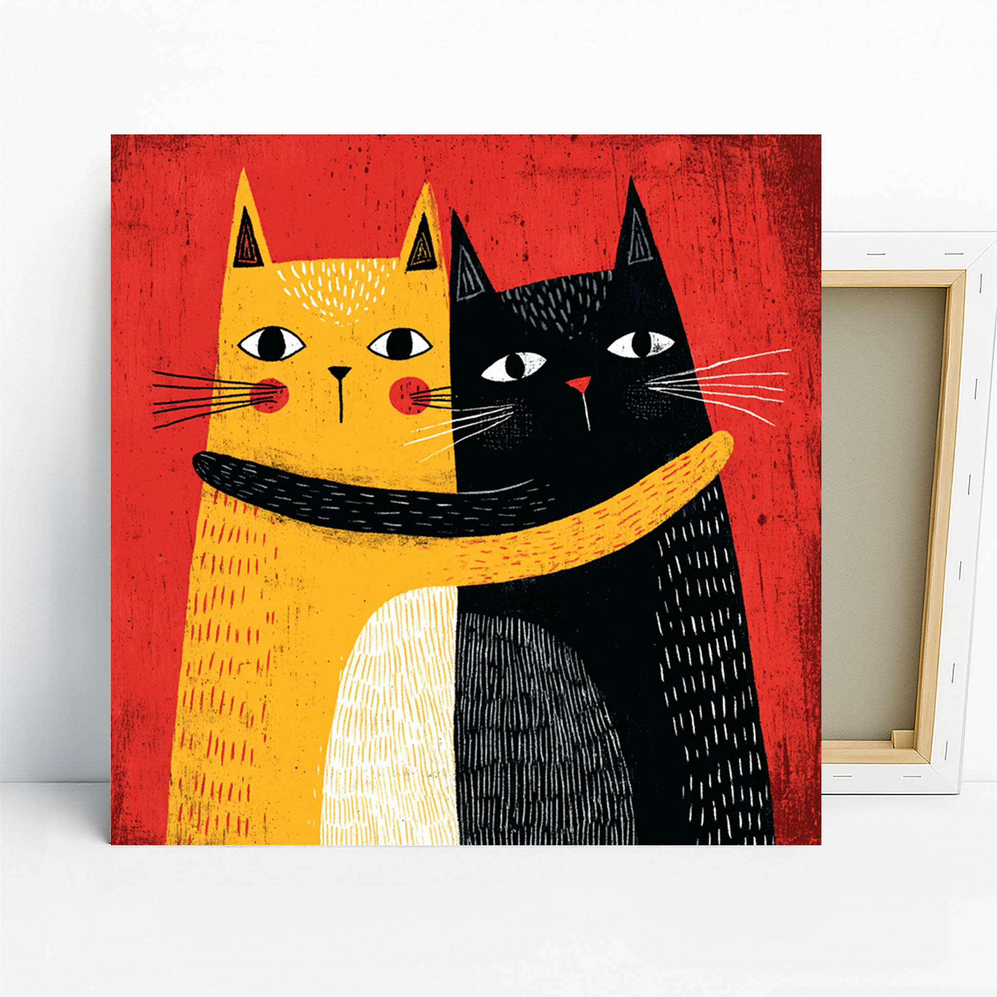 Hugging Cats Art
