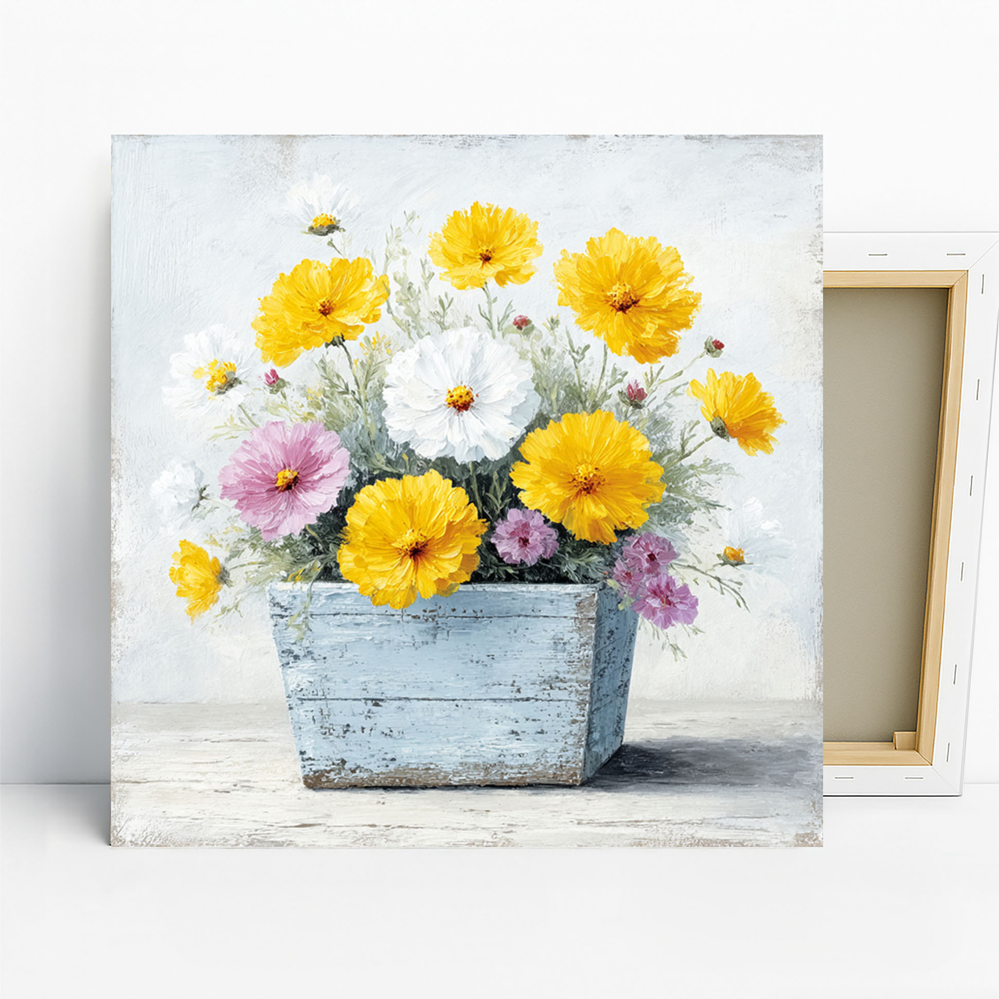 Cosmos Flower Basket Art