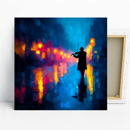 Violinist City Lights Art