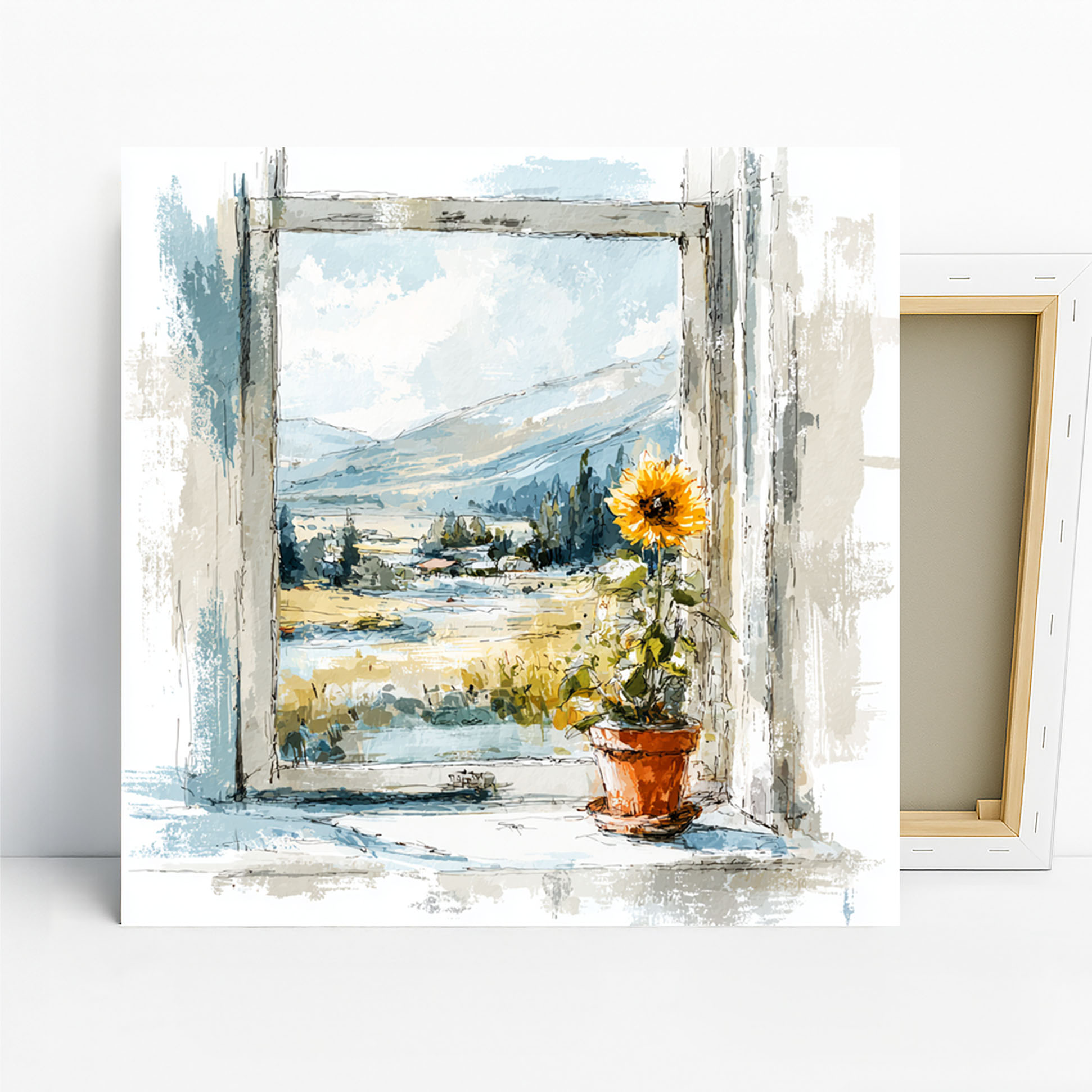 Sunflower Window View Art