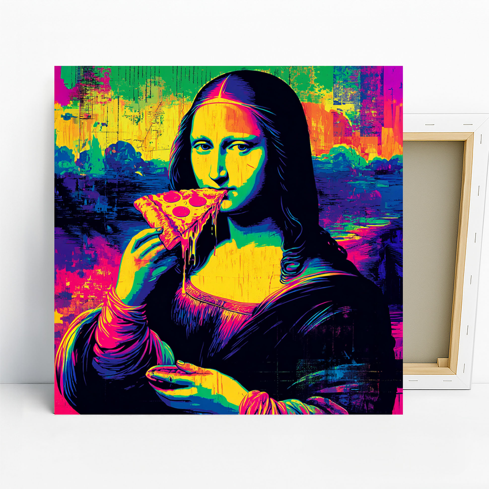 Mona Lisa Eating Pizza Art