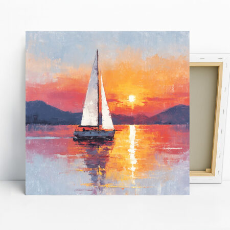 Sunset Sailboat Art