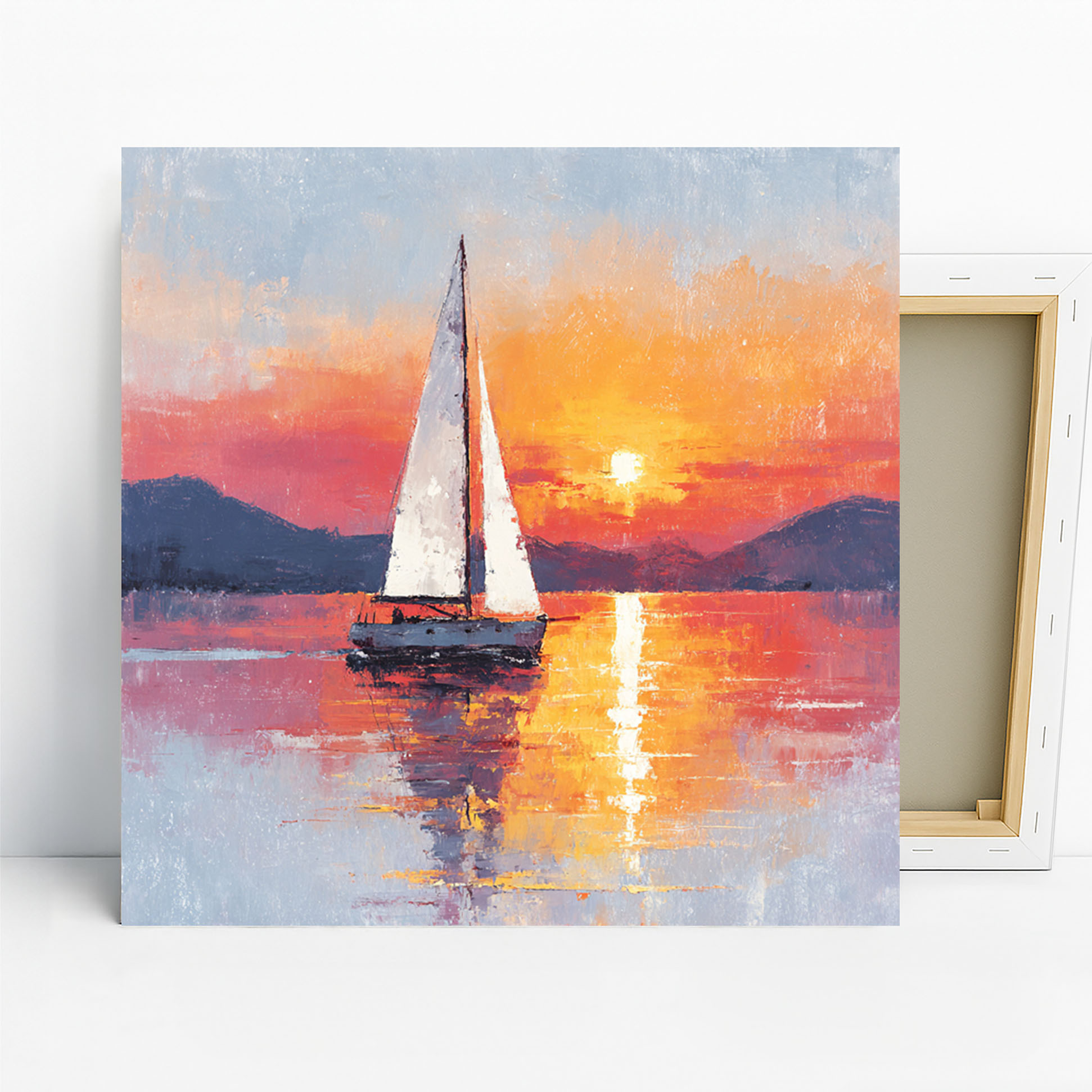 Sunset Sailboat Art