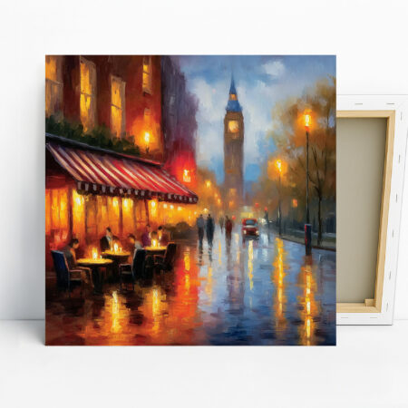 London Cafe Night Art