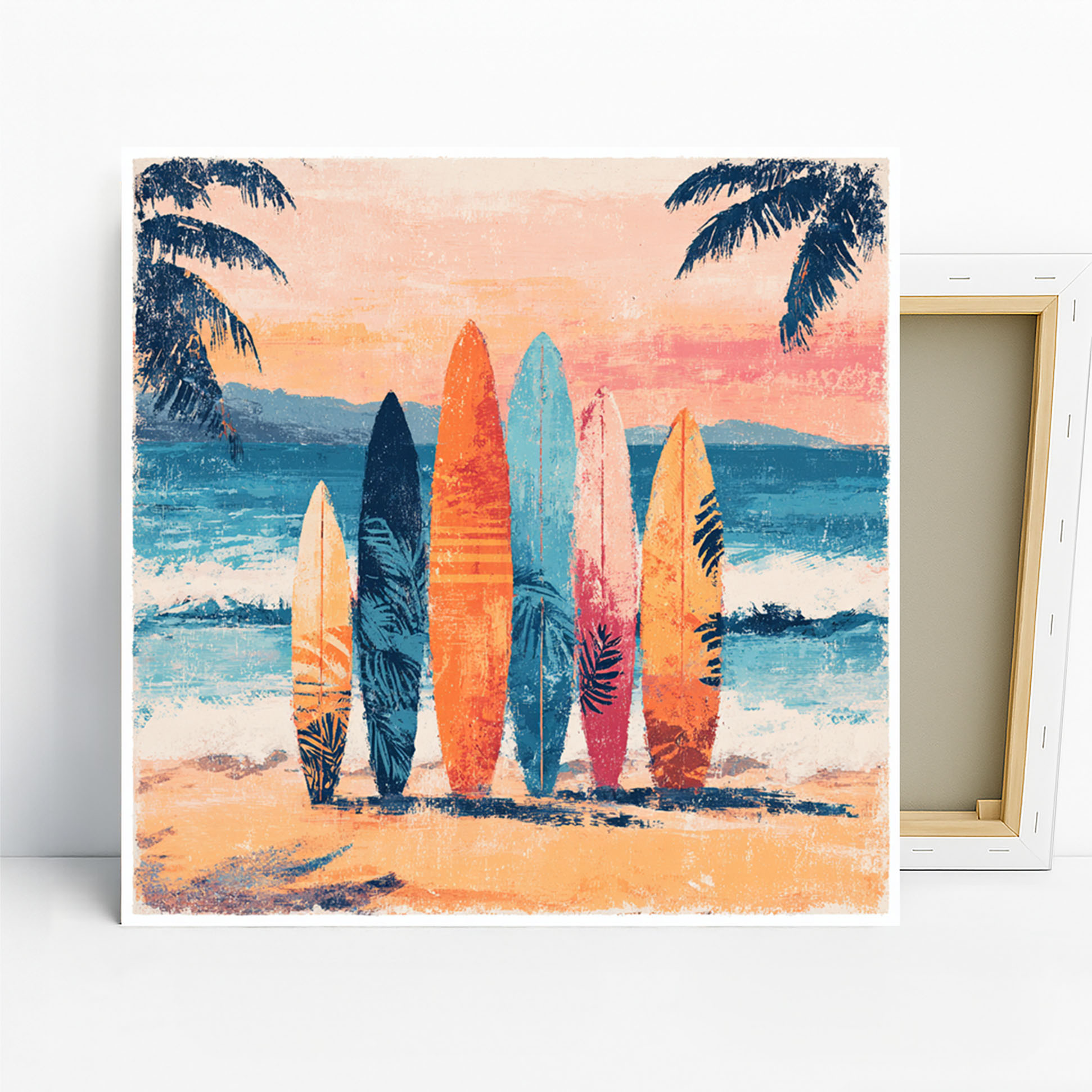 Surfboard Sunset Beach Art