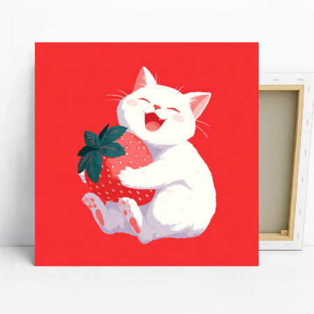 Cat Strawberry Hug Art