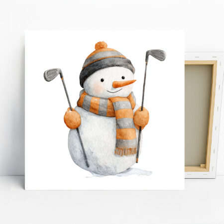 Golfing Snowman Art