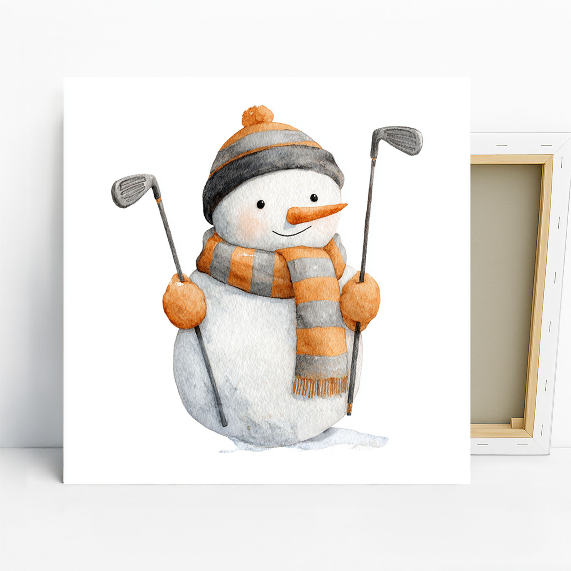 Golfing Snowman Art