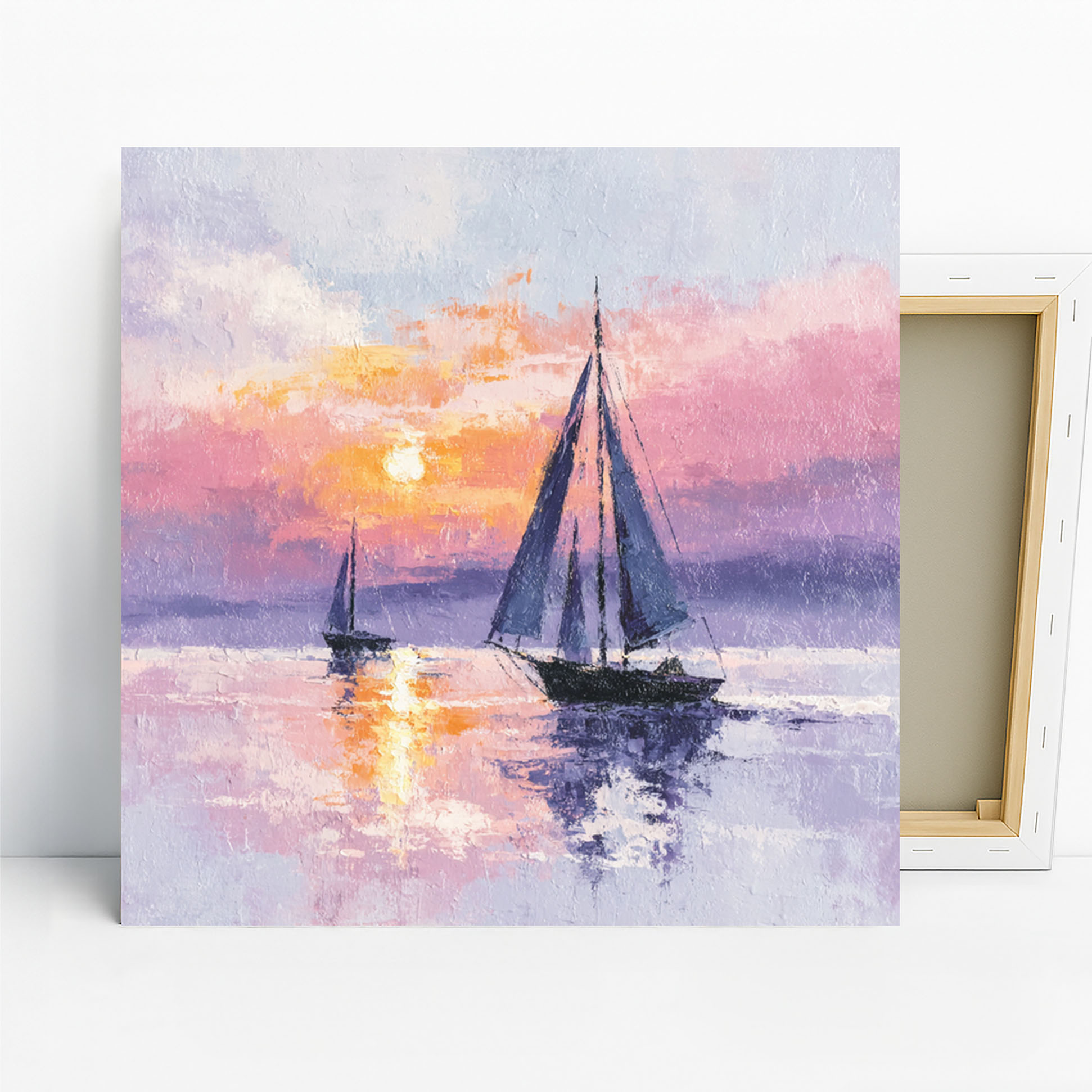 Sunset Sailboats Art