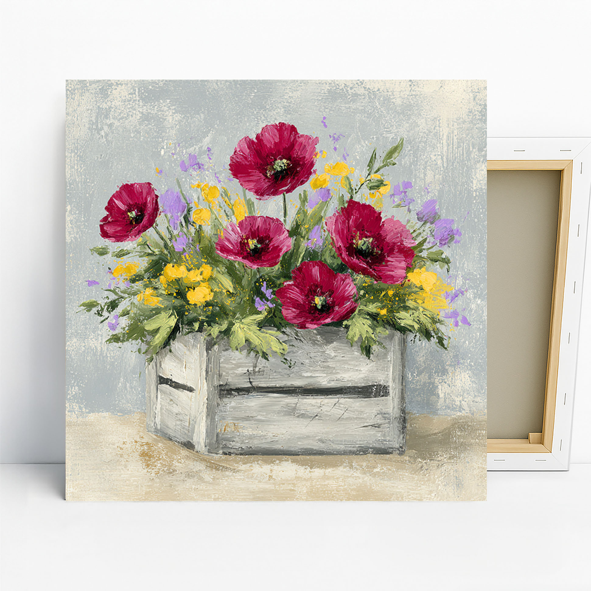 Poppy Floral Crate Art