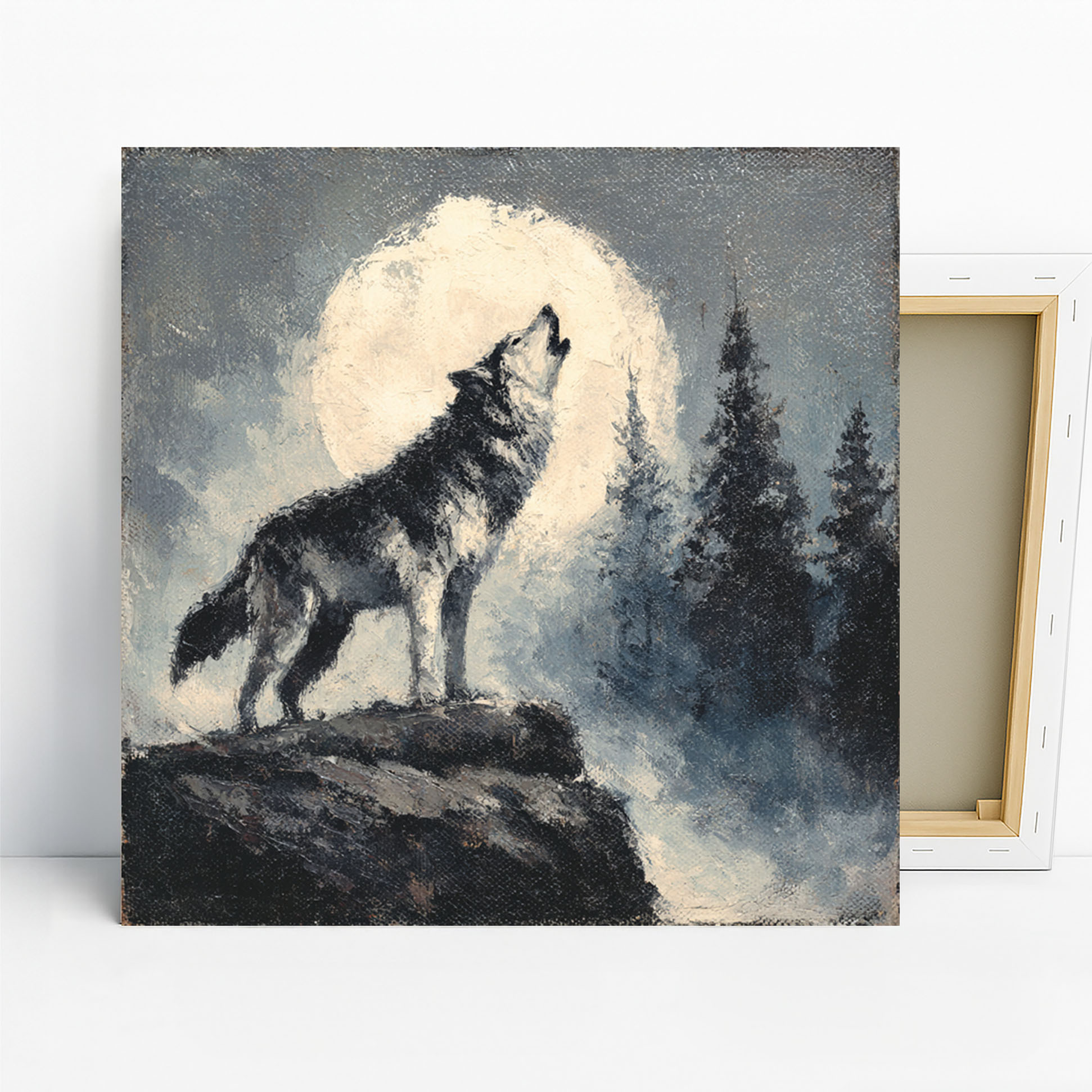 Wolf Howling Moon Art