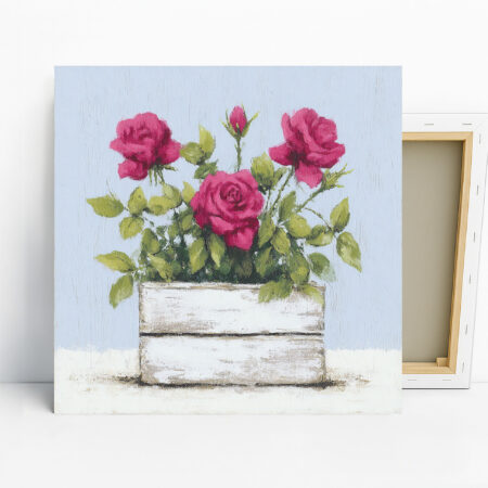 Pink Roses Wooden Crate Art