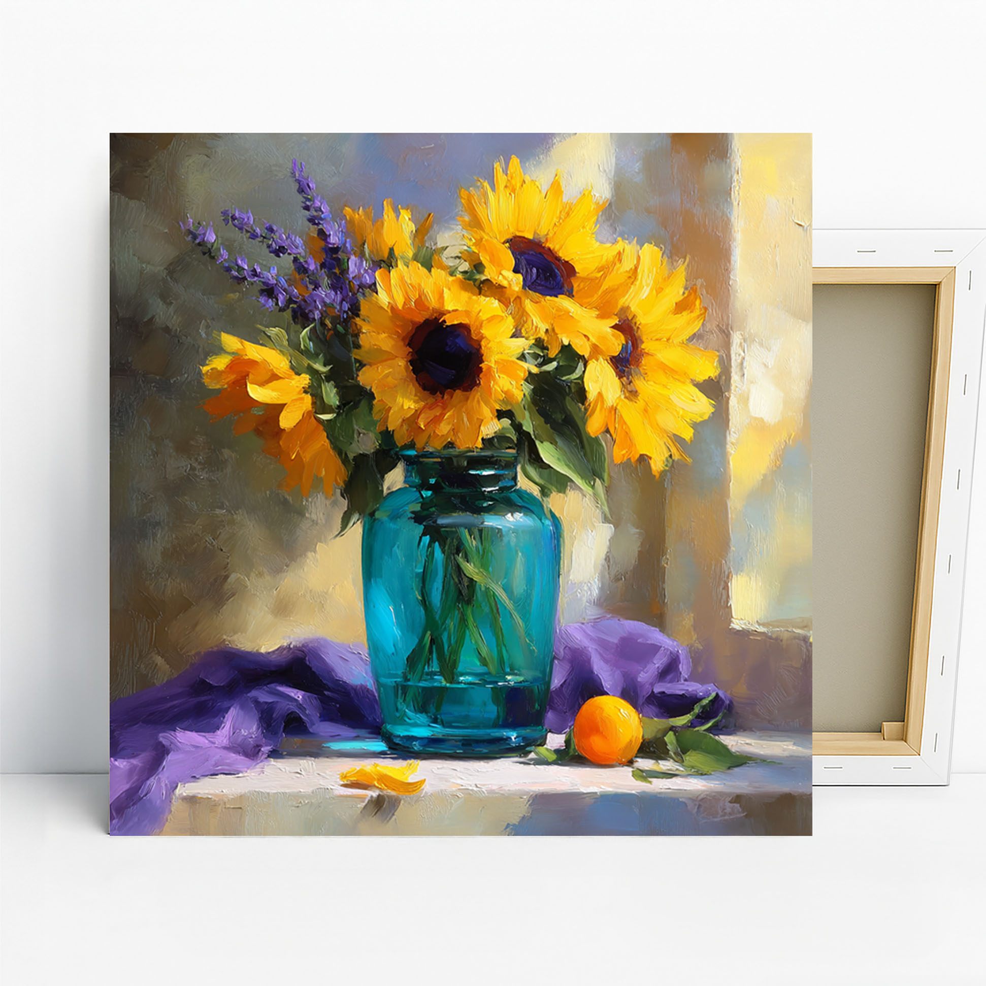 Sunflowers Lavender Vase Art