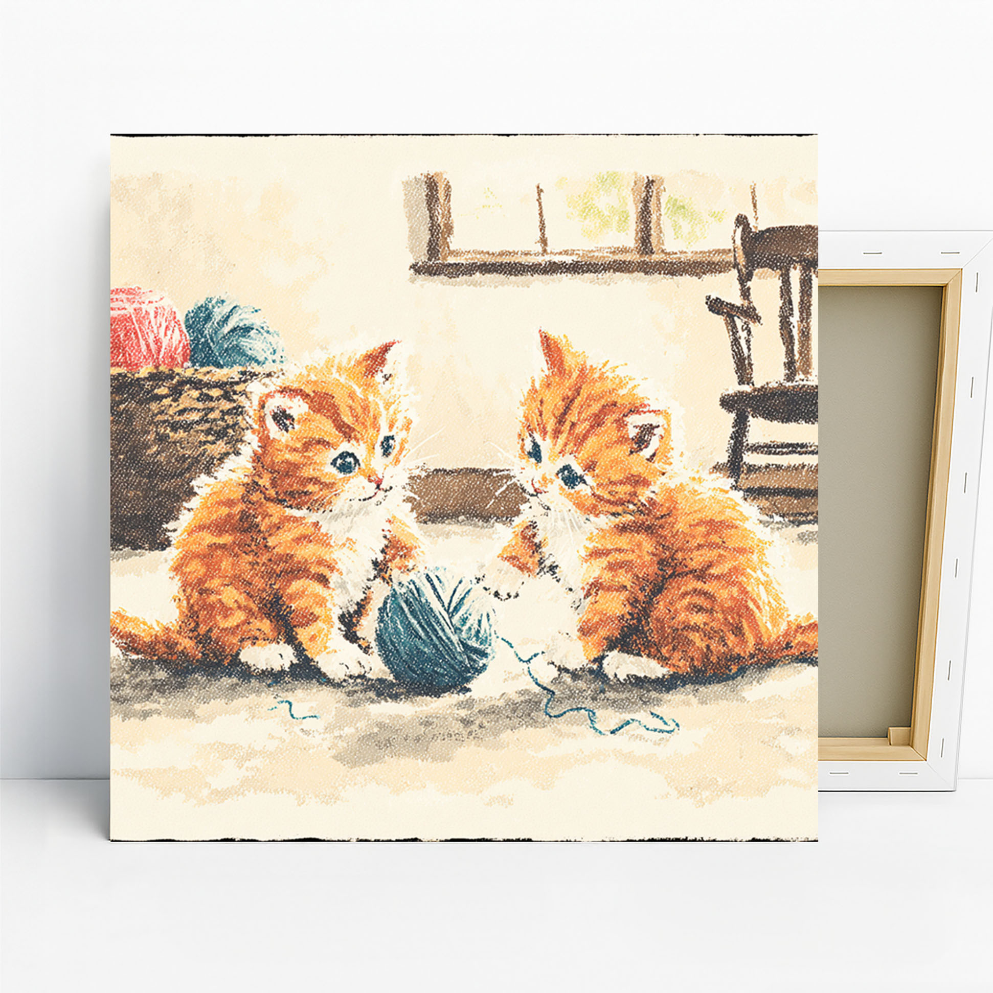 Kitten Playing with Yarn Art