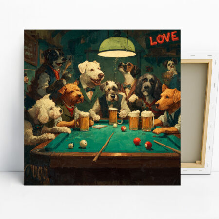 Dog Playing Pool Art