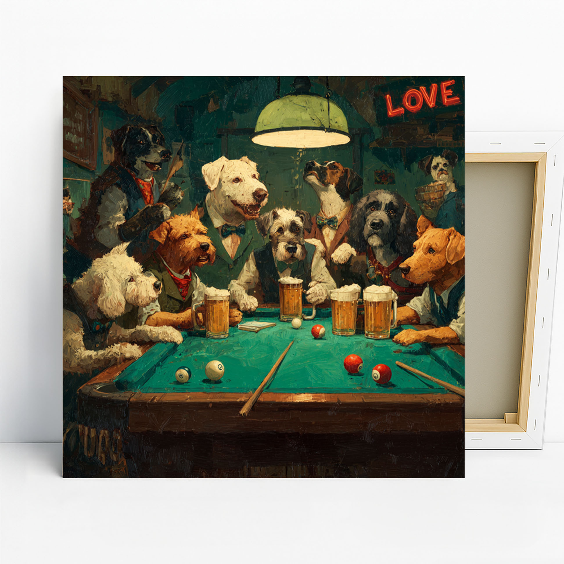 Dog Playing Pool Art