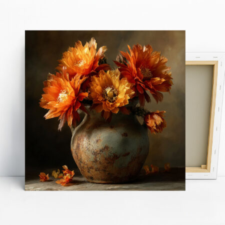 Cactus Flower Art, Canvas or Poster, Rustic Tus...