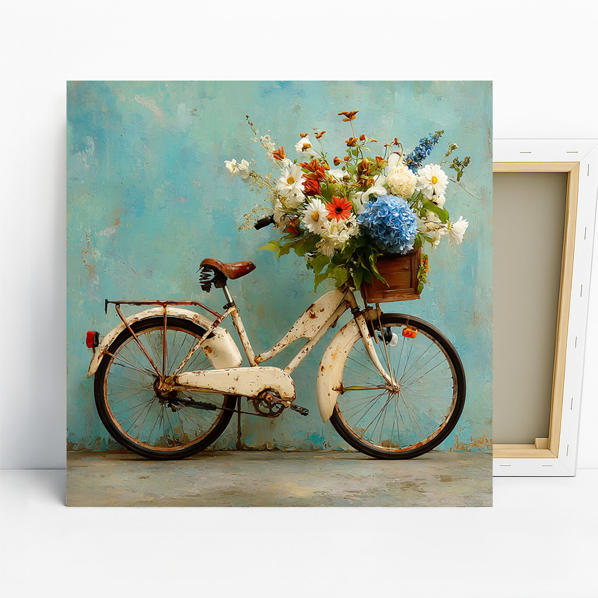 Vintage Bicycle Floral Bouquet Art