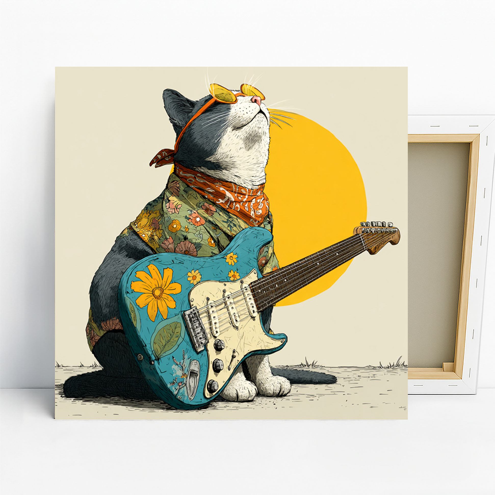Groovy Guitar Cat Art