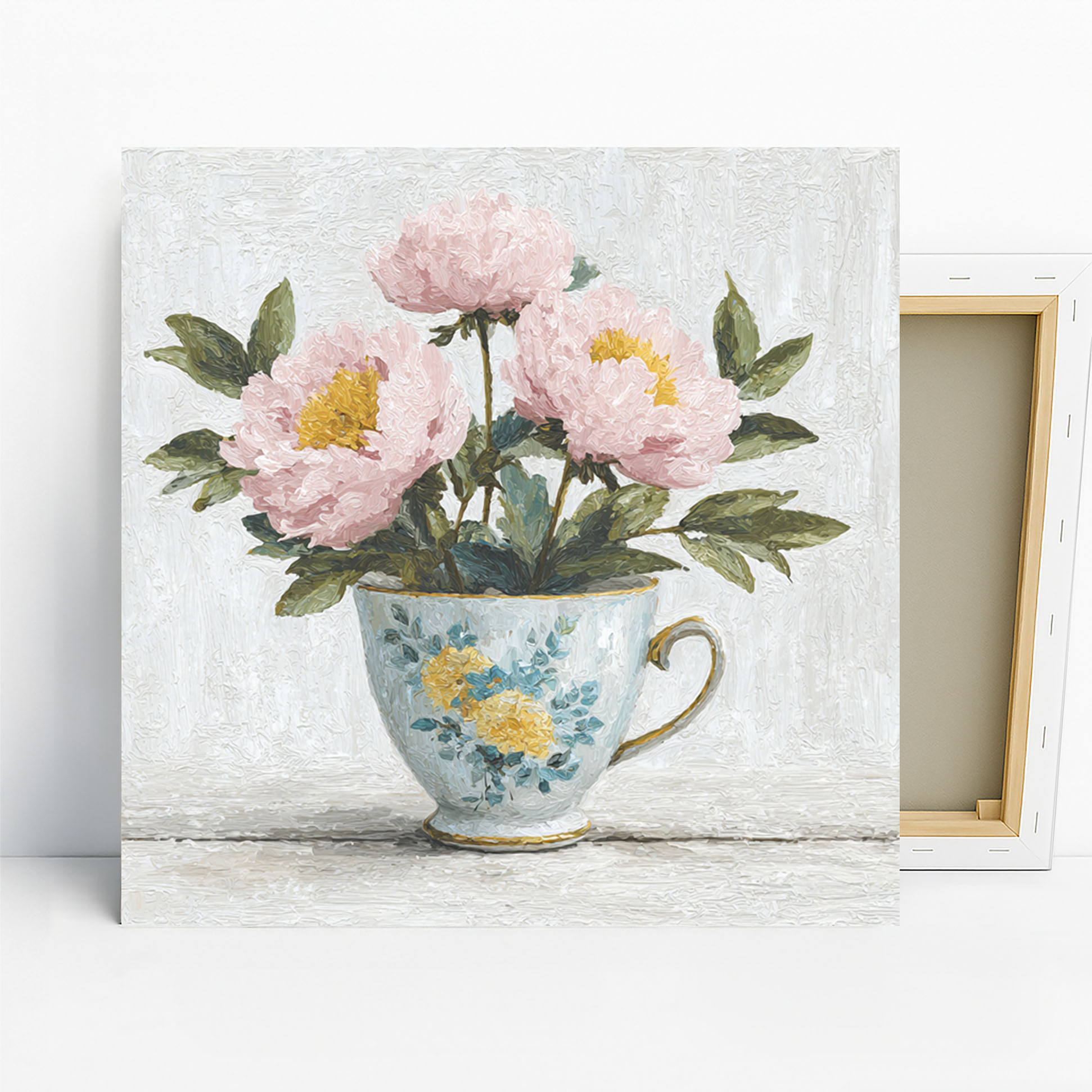 Pink Peony Teacup Art