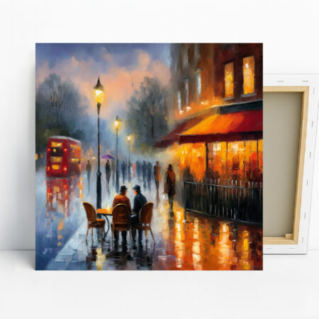 Rainy Evening Cafe Scene Art
