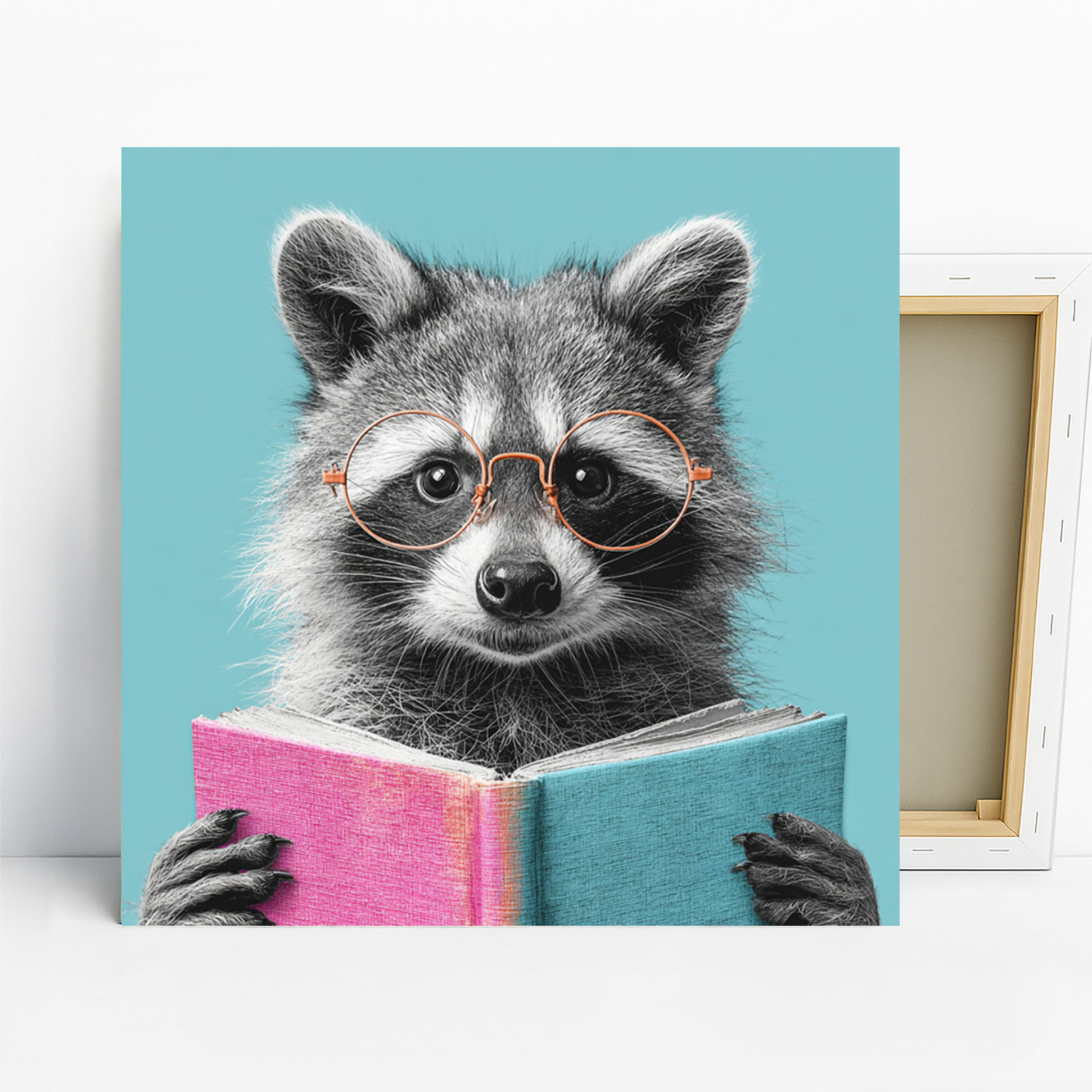 1.jpg Raccoon Reading Book Art