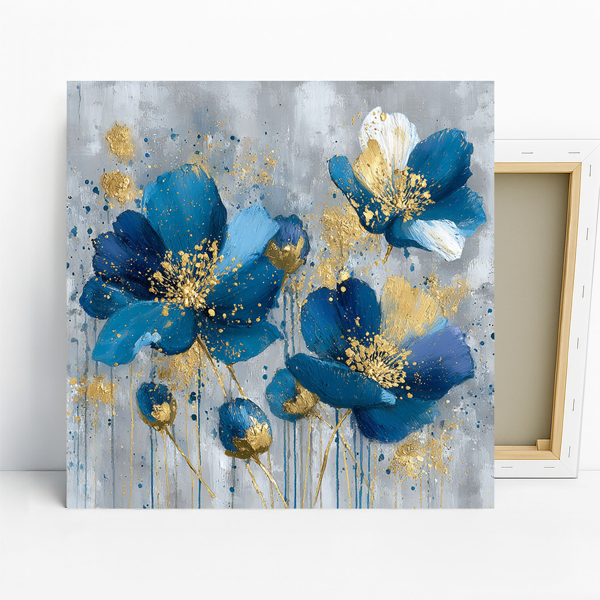 1.jpg Golden Blue Floral Burst Art