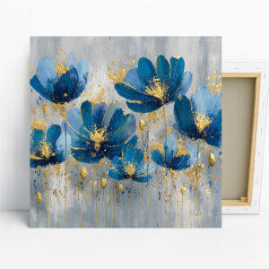 Blue Floral Gold Art