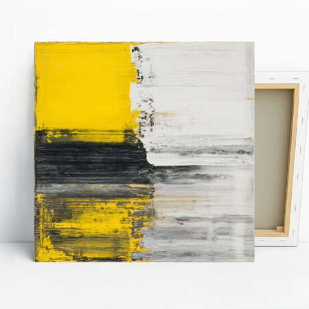 Geometric Yellow Black Abstract Art