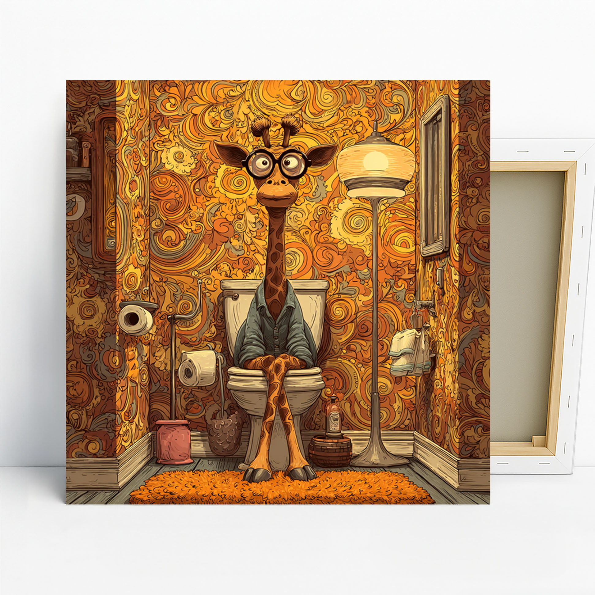 Giraffe Bathroom Break Art