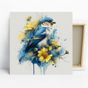 Bluebird and Golden Bloom Art