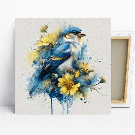 Bluebird and Golden Bloom Art