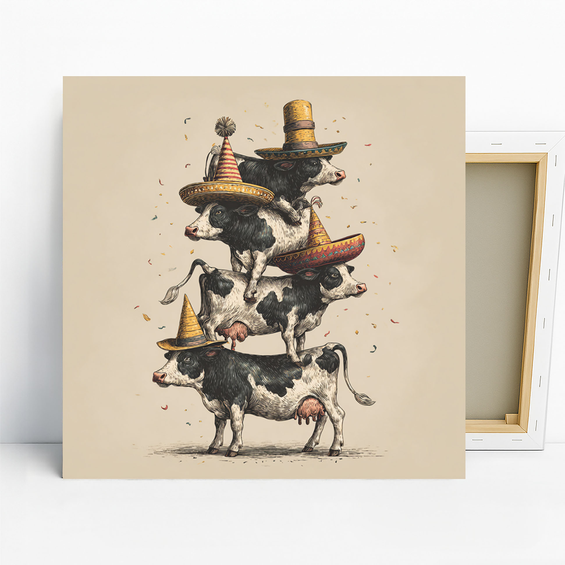 Highland Cow Fiesta Art