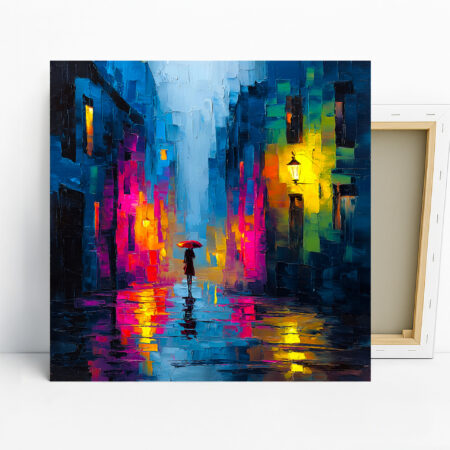 Rainy Night Cityscape Art