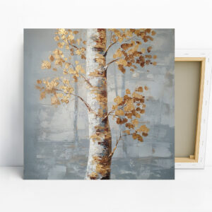 Golden Birch Tree Art