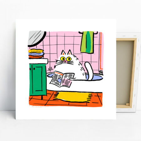 Cat Reading Newspaper Art